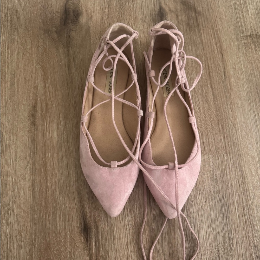 Steve Madden Pink Ballet Lace-Up Flats
